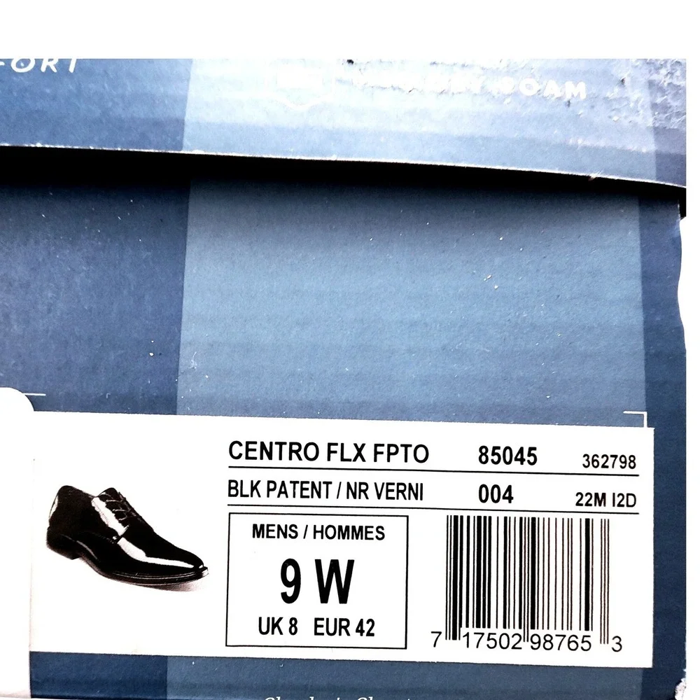 Nunn Bush Centro Flex FPTO Mens 9W Black Patent Formal Oxford NEW 85045-004
